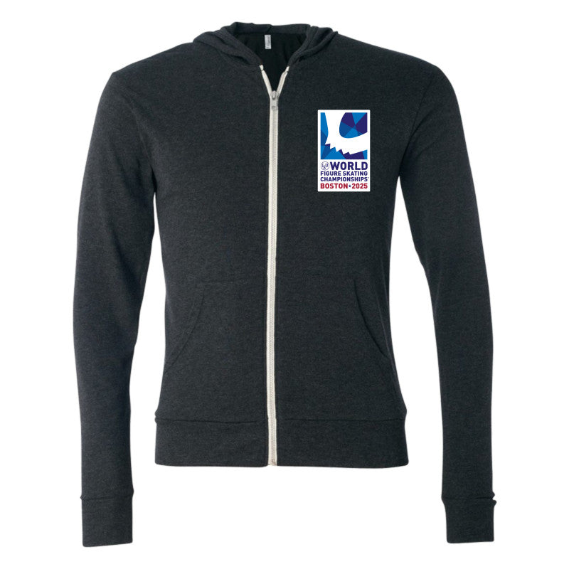 World Figure Skating Championships® BOSTON 2025, Bella + Canvas Unisex Triblend Full-Zip Lightweight Hoodie
