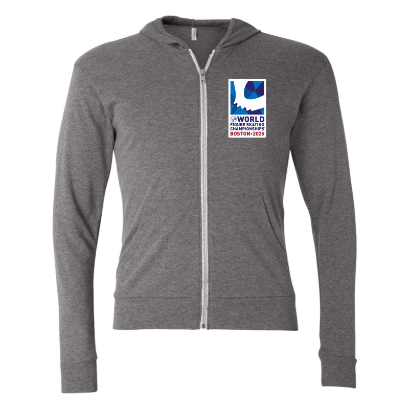 World Figure Skating Championships® BOSTON 2025, Bella + Canvas Unisex Triblend Full-Zip Lightweight Hoodie
