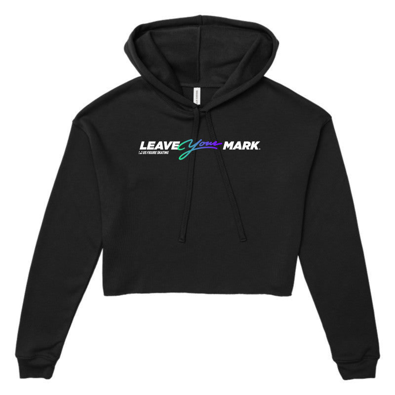 Leave Your Mark (GreenBlue with White) - Bella + Canvas Women's Cropped Fleece Hoodie