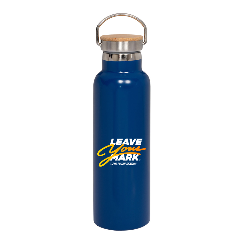 Leave Your Mark (YellowGold with White) - Prime Line 20oz Vacuum Bottle With Bamboo Lid