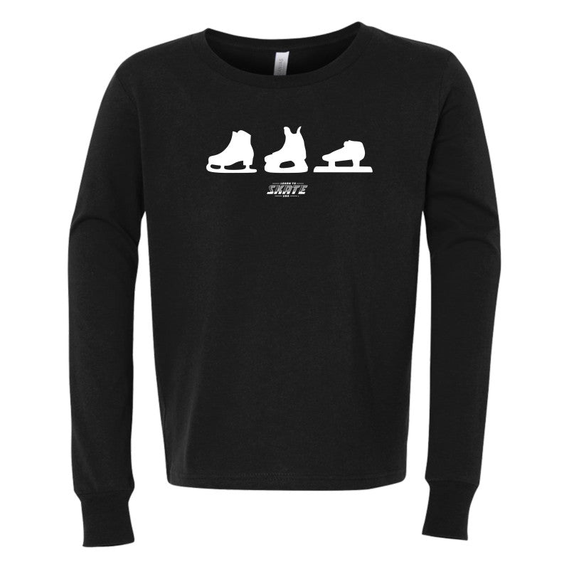 Learn to Skate USA - Youth Three Skates Long Sleeve T-shirt - U.S. Figure Skating