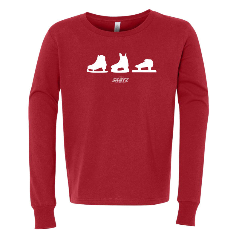 Learn to Skate USA - Youth Three Skates Long Sleeve T-shirt - U.S. Figure Skating