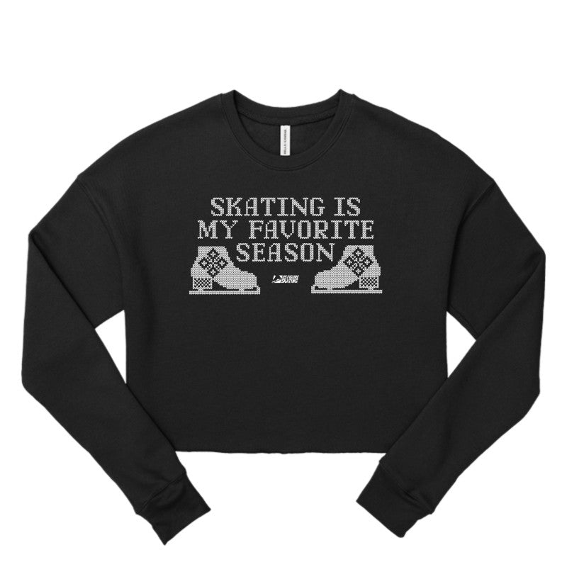 Skating is My Favorite Season, Women's Cropped Fleece Crew
