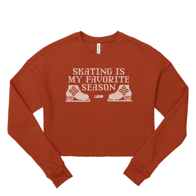 Skating is My Favorite Season, Women's Cropped Fleece Crew