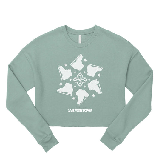 Snowflake Skate, Women's Cropped Fleece Crew