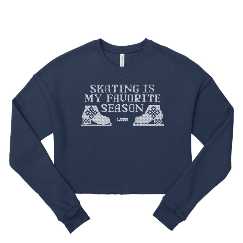 Skating is My Favorite Season, Women's Cropped Fleece Crew