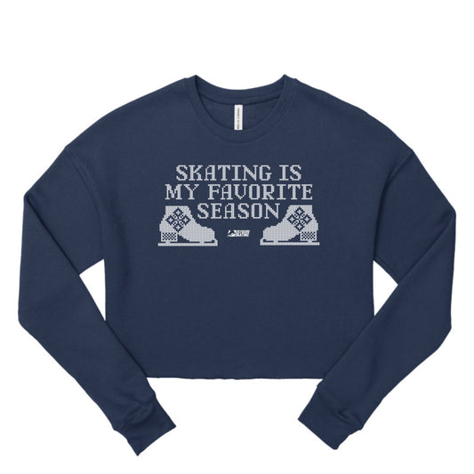 Skating is My Favorite Season, Women's Cropped Fleece Crew