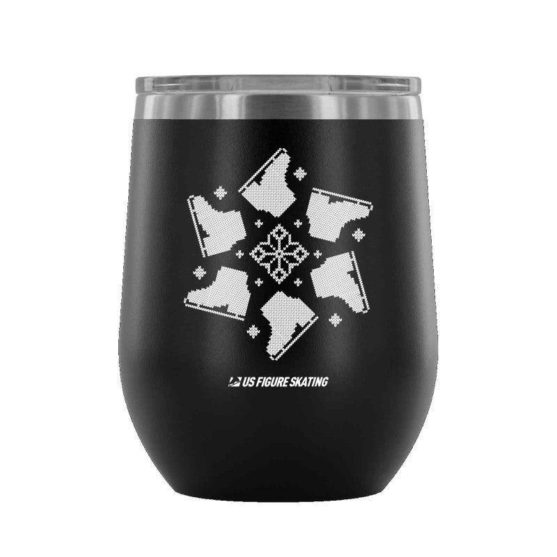 Snowflake Skate, 12 oz wine tumbler