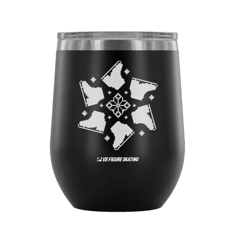 Snowflake Skate, 12 oz wine tumbler