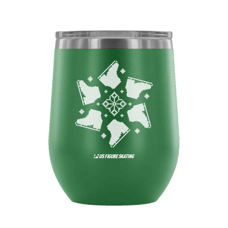 Snowflake Skate, 12 oz wine tumbler