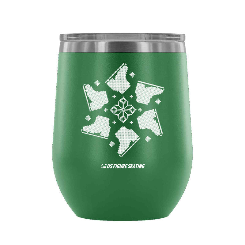 Snowflake Skate, 12 oz wine tumbler