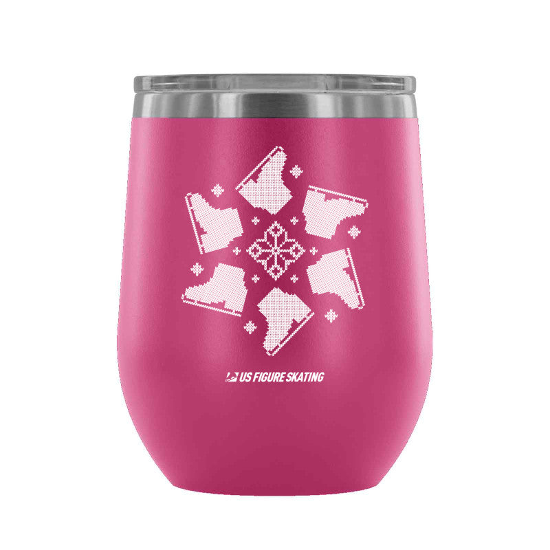 Snowflake Skate, 12 oz wine tumbler