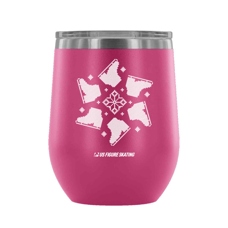 Snowflake Skate, 12 oz wine tumbler