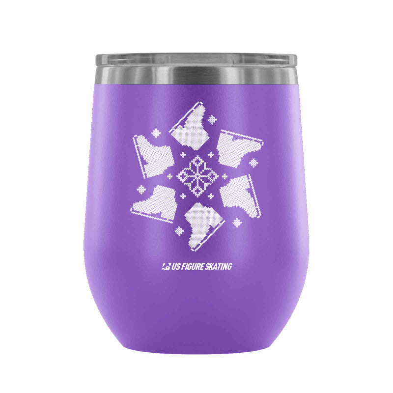 Snowflake Skate, 12 oz wine tumbler