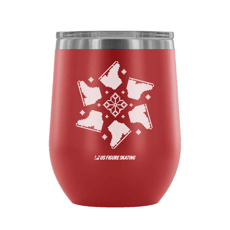 Snowflake Skate, 12 oz wine tumbler