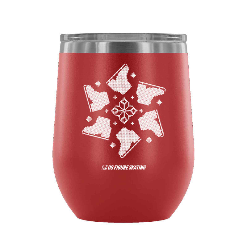 Snowflake Skate, 12 oz wine tumbler