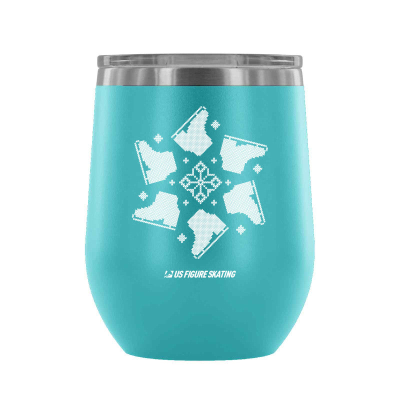 Snowflake Skate, 12 oz wine tumbler