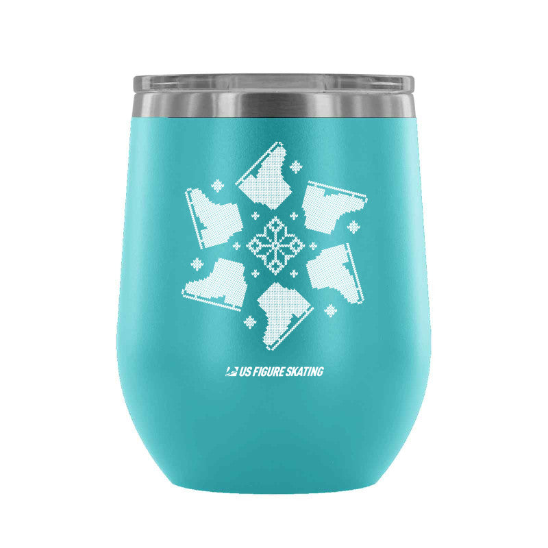 Snowflake Skate, 12 oz wine tumbler