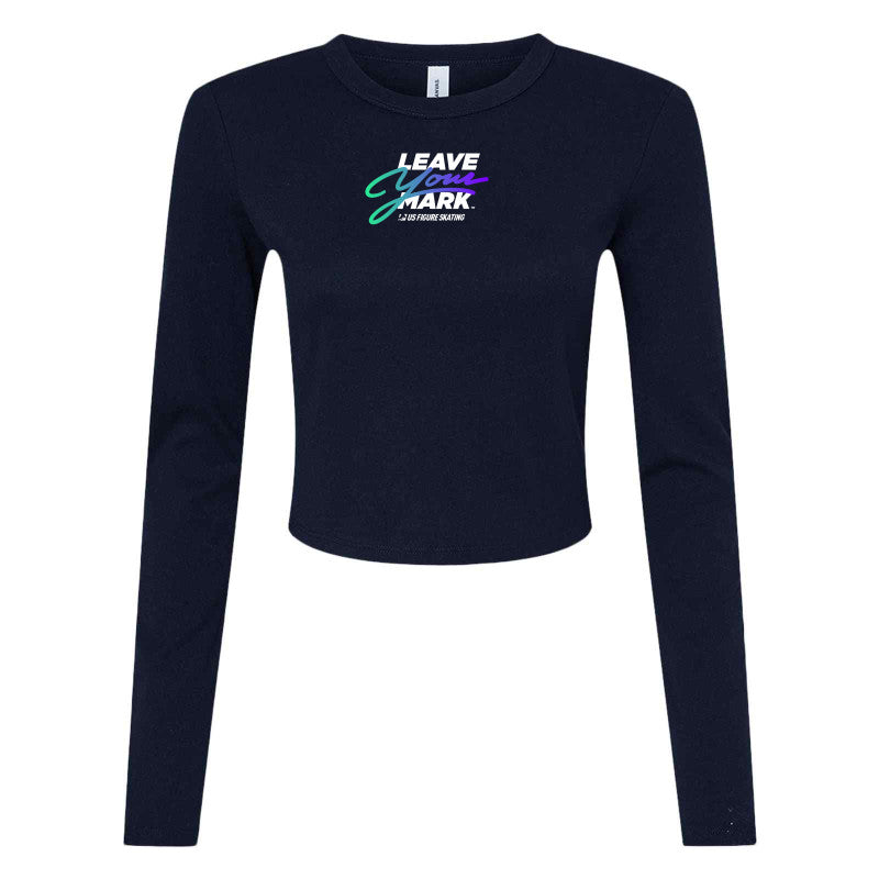 Leave Your Mark (BlueGreen with Black) - Bella + Canvas Ladies' Micro Ribbed Long Sleeve Baby Tee