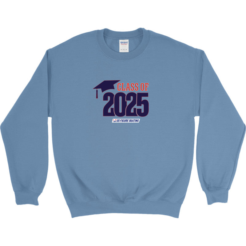 Class of 2025 Embroidered Gildan Heavy Blend Crewneck sweatshirt Navy Logo