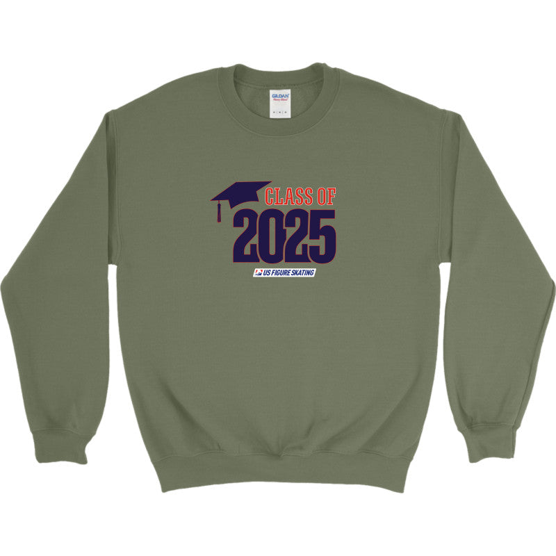 Class of 2025 Embroidered Gildan Heavy Blend Crewneck sweatshirt Navy Logo