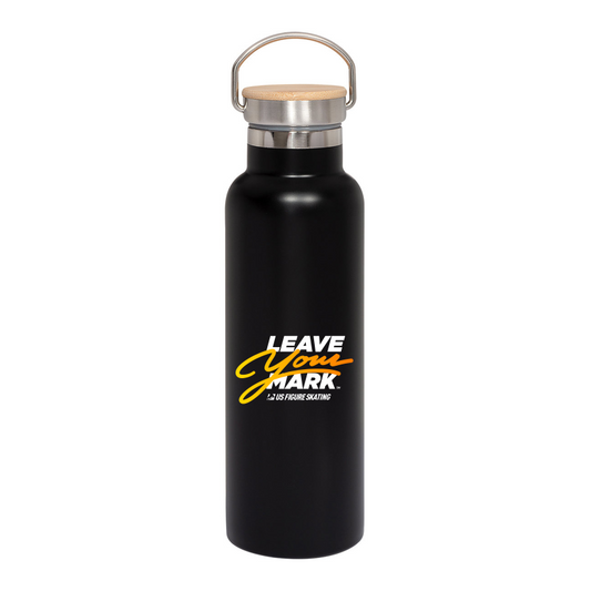 Leave Your Mark (YellowGold with White) - Prime Line 20oz Vacuum Bottle With Bamboo Lid