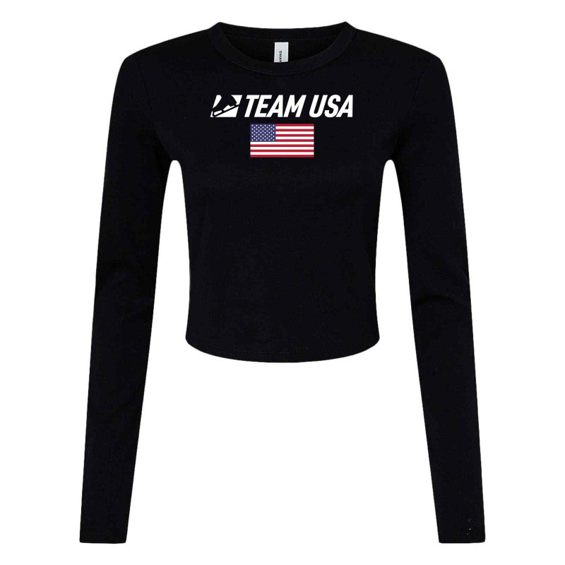 Team USA, Bella + Canvas Ladies' Micro Ribbed Long Sleeve Baby Tee