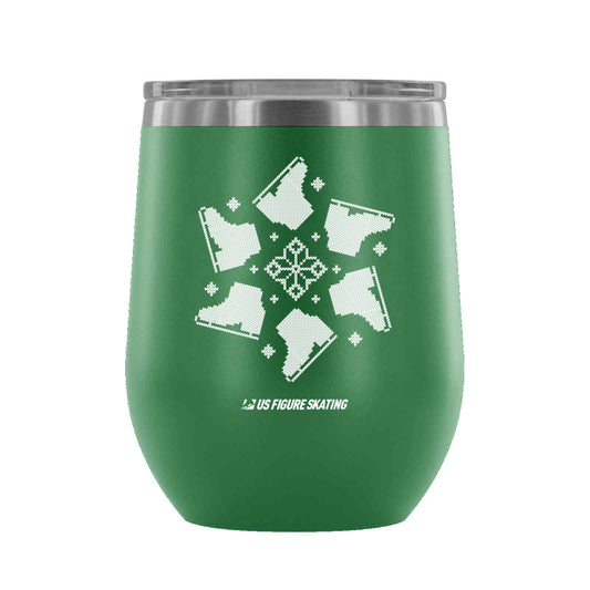 Snowflake Skate, 12 oz wine tumbler