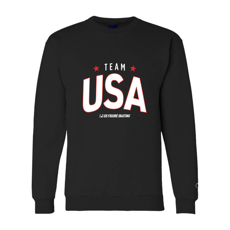 Swagify Team USA Champion Adult Powerblend Crewneck Sweatshirt Black XL